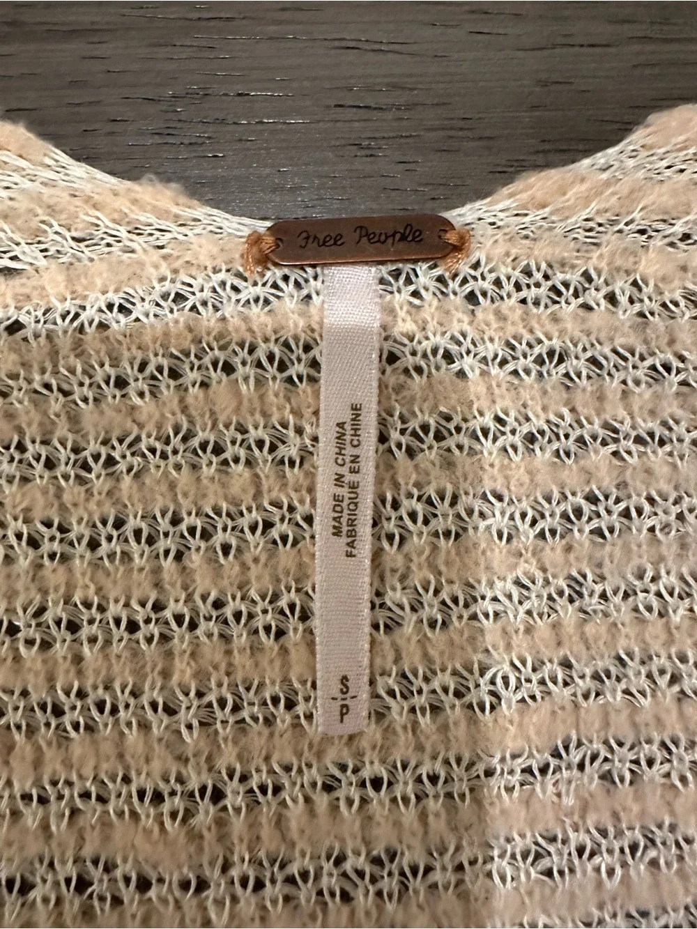 Free People Peach Knit V-Neck Sweater